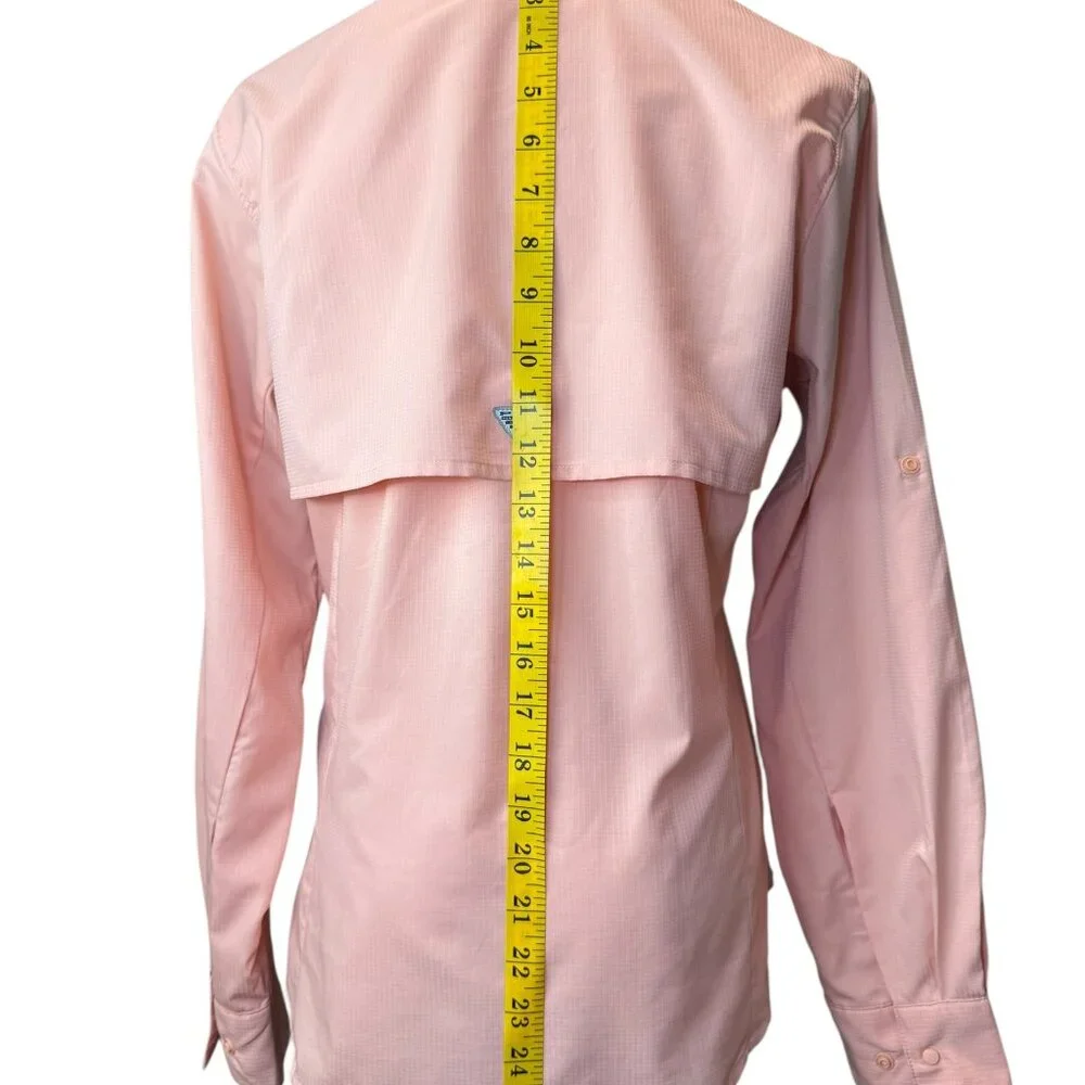 Columbia PFG Omni-Shade Peach Pink Long Sleeve Fishing Shirt S Roll Tab Sleeves - Picture 6 of 8